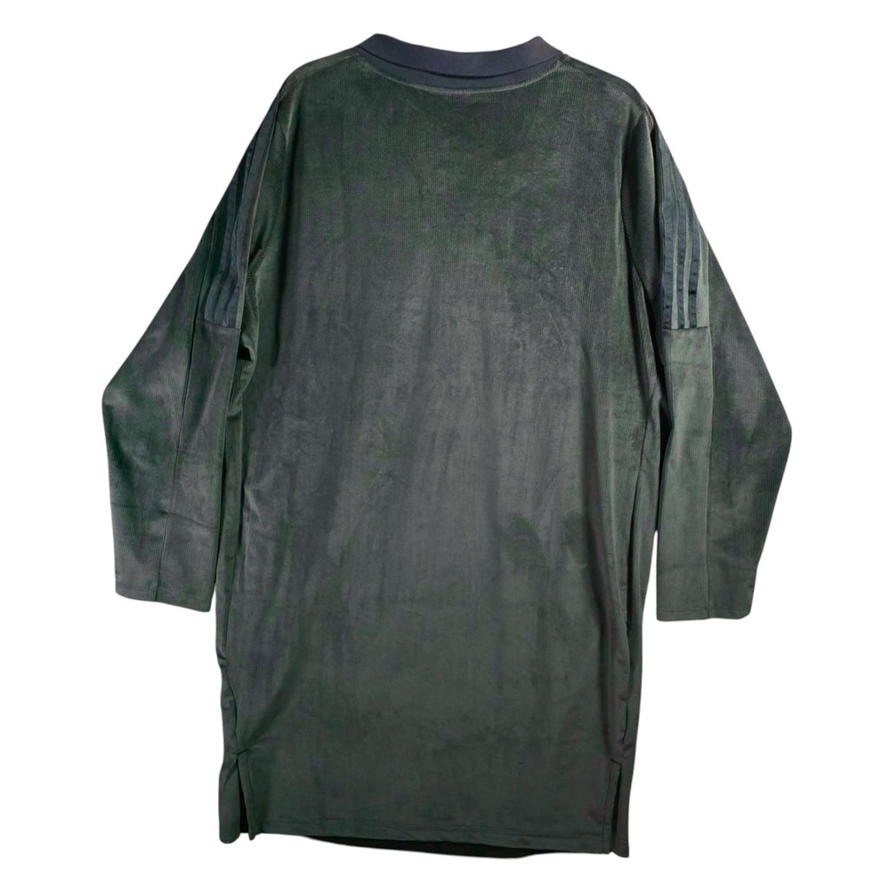 Adidas Women 3X Dark Green Velour Ribbed Quarter Zip Polo Long Sleeve Mini Dress - Picture 3 of 10